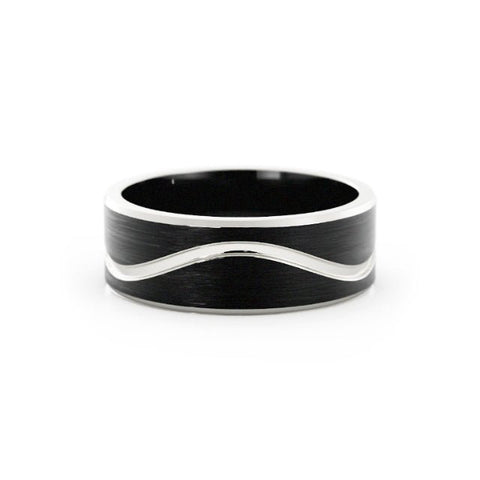 Two-Tone Black Cobalt/White Cobalt 7mm Wedding Band