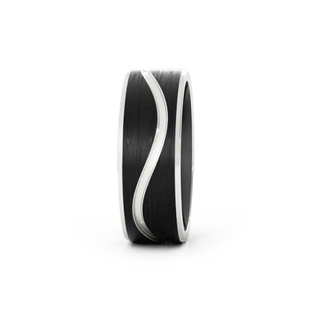 Two-Tone Black Cobalt/White Cobalt 7mm Wedding Band