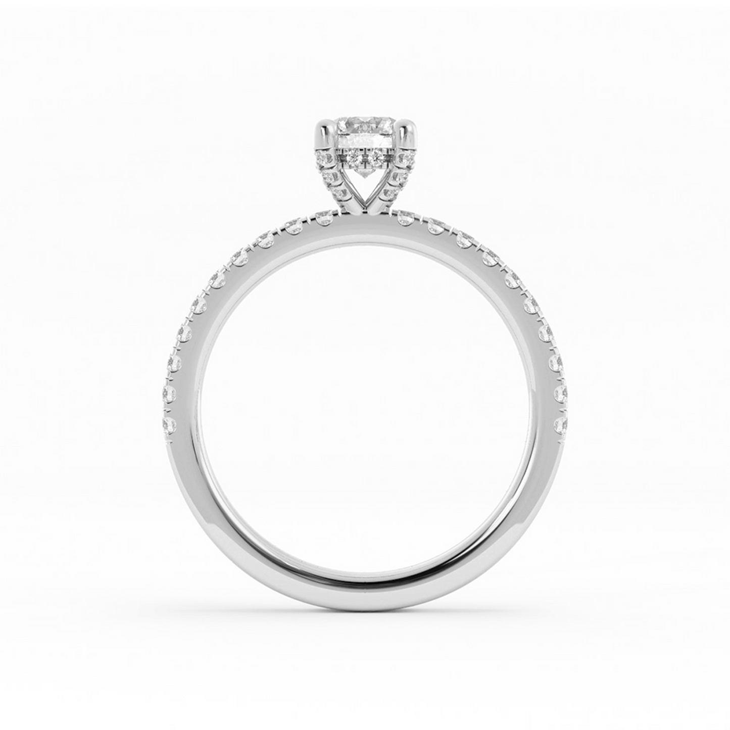 0.5ct Lab Grown Diamond Pave Halo, Accent Platinum Engagement Ring