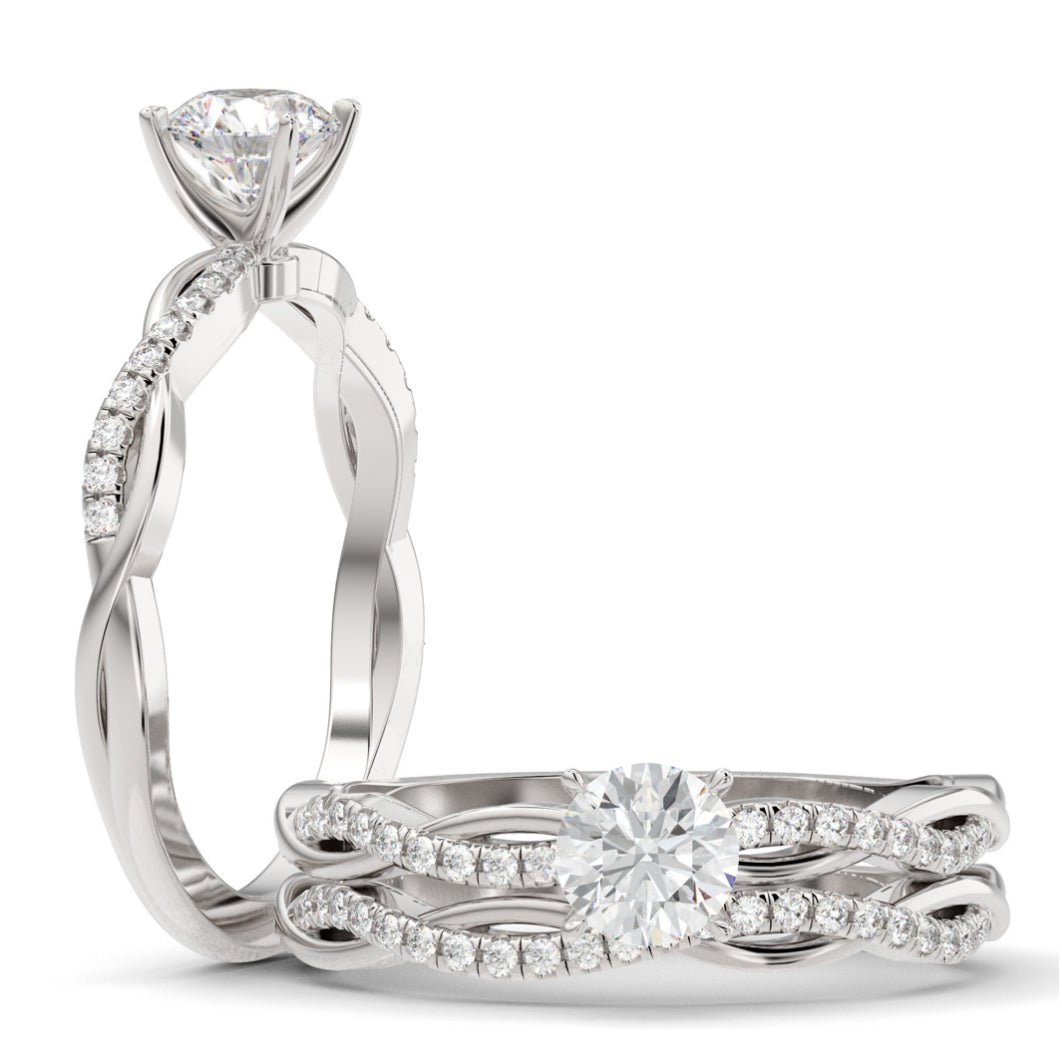 0.5ct Natural Diamond Pave Twist Solitaire Platinum Engagement Ring