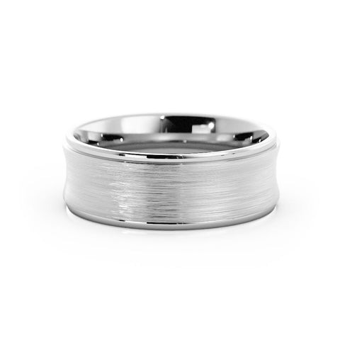 Platinum Satin Concave 7mm Wedding Band