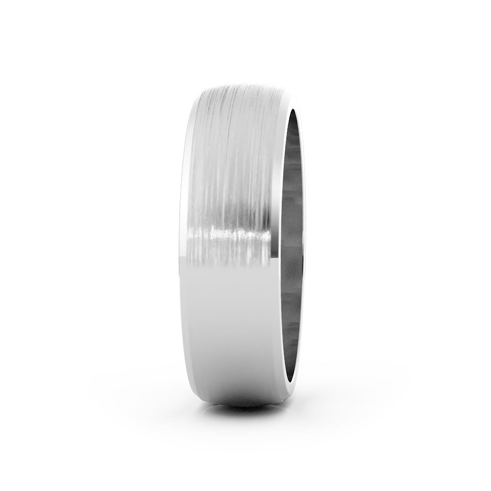 Platinum Satin Domed with Slanted Edge 6mm Wedding Band