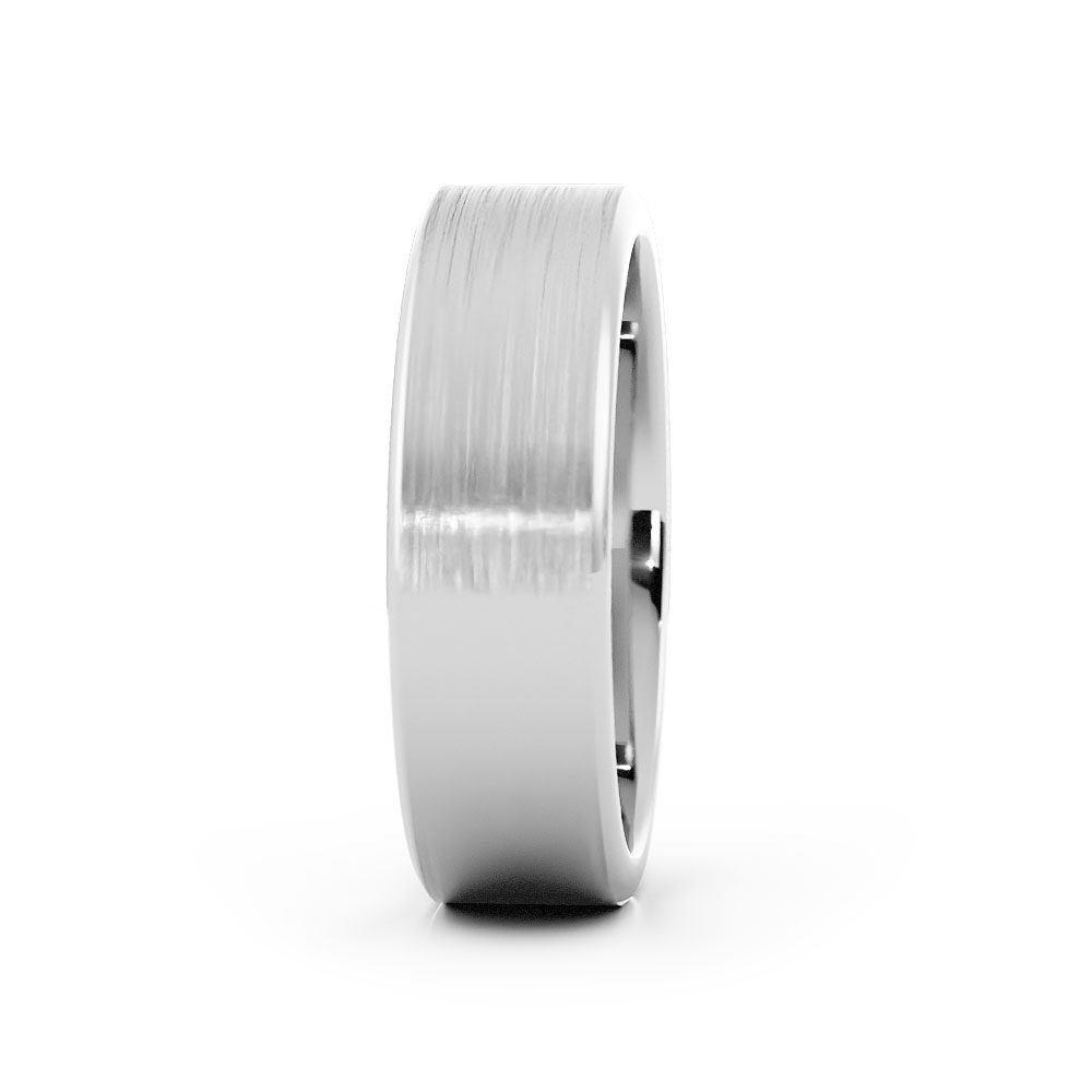 Platinum Satin Flat with Slanted Edge 6mm Wedding Band