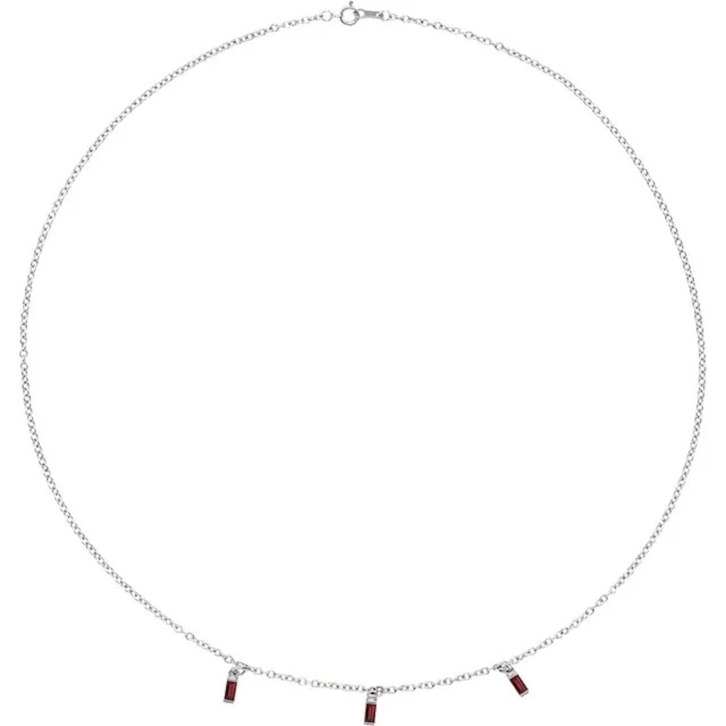 0.484 ct Garnet Three Stone Mozambique 95/5 Platinum Necklace