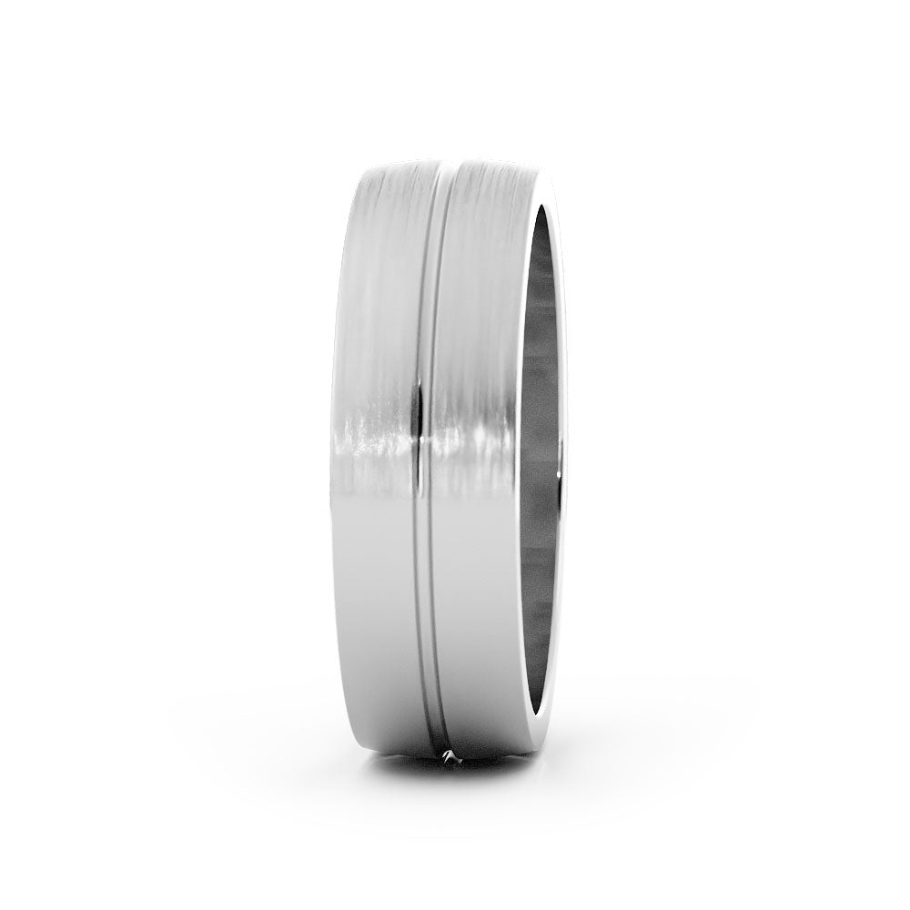 Platinum Satin Light Domed with Center Groove 6mm Wedding Band