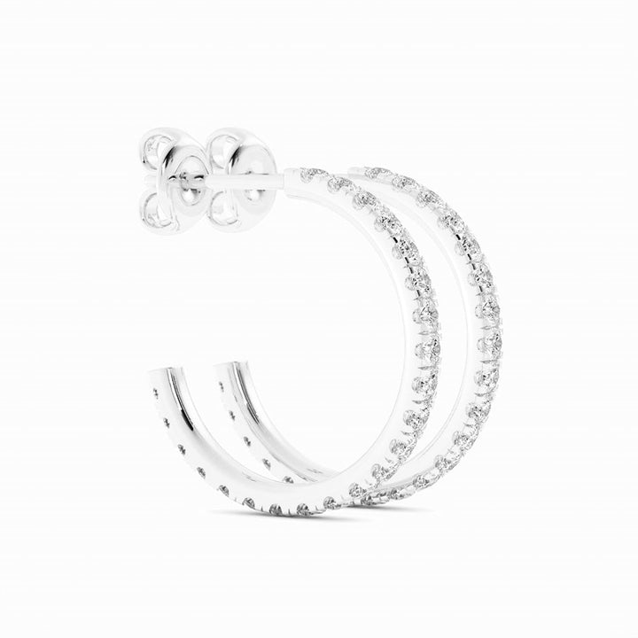 Platinum Round Natural Diamond 15mm Hoops Earring