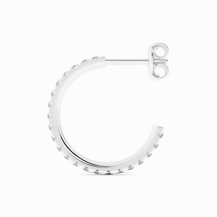 Platinum Round Natural Diamond 15mm Hoops Earring