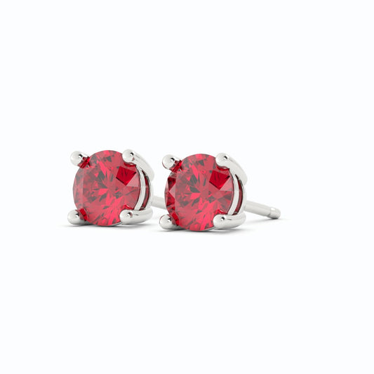 18K White Gold Plated Ruby Stud Earrings