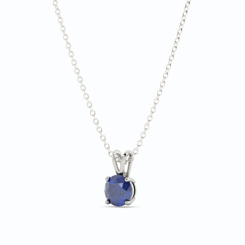 18K White Gold Plated Sapphire Pendant Necklace