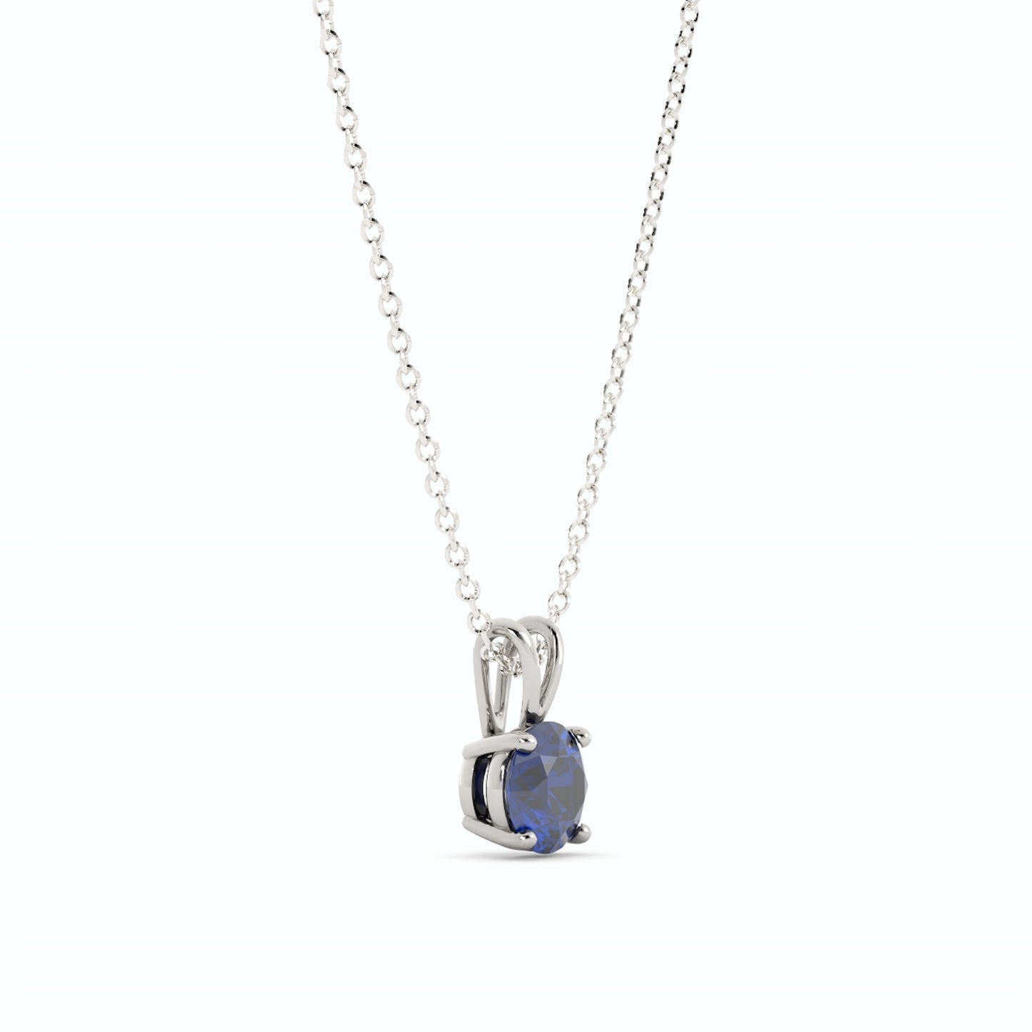 18K White Gold Plated Sapphire Pendant Necklace
