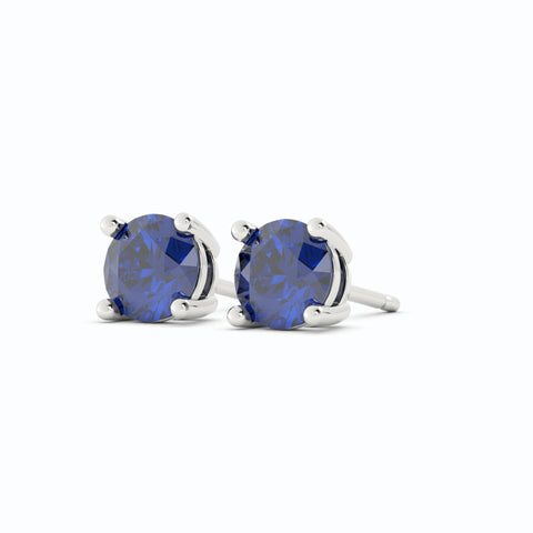 18K White Gold Plated Sapphire Stud Earrings