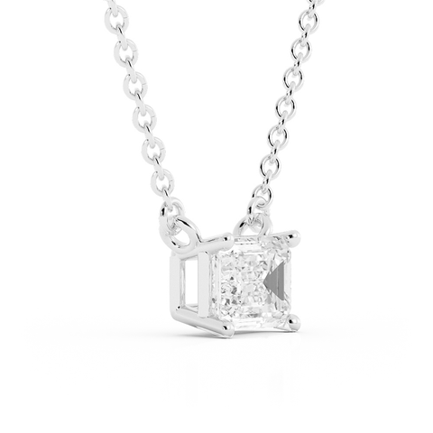 1.75ct Moissanite Classic Emerald Cut Solitaire Sterling Silver Necklace