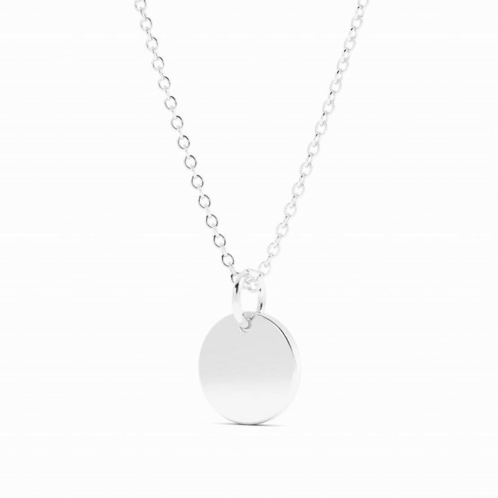 Sterling Silver Engravable Circle Pendant Necklace, Rhodium Plated