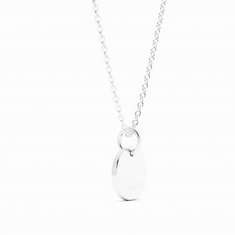 Sterling Silver Engravable Circle Pendant Necklace, Rhodium Plated