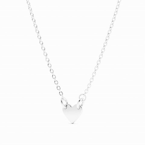 Sterling Silver Engravable Heart Pendant Necklace, Rhodium Plated