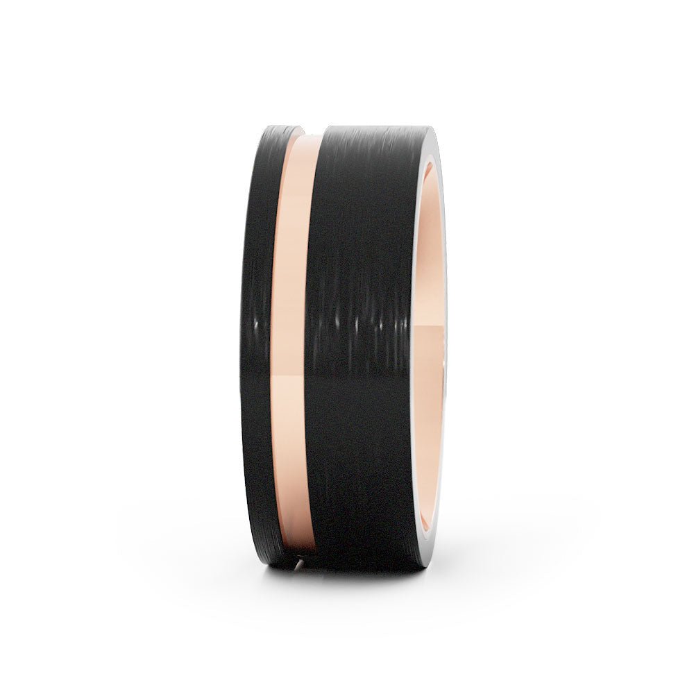 Two-Tone Black/Rose Tungsten 8mm Wedding Band