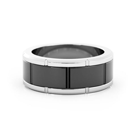 Two-Tone Black/White Tungsten 8mm Wedding Band