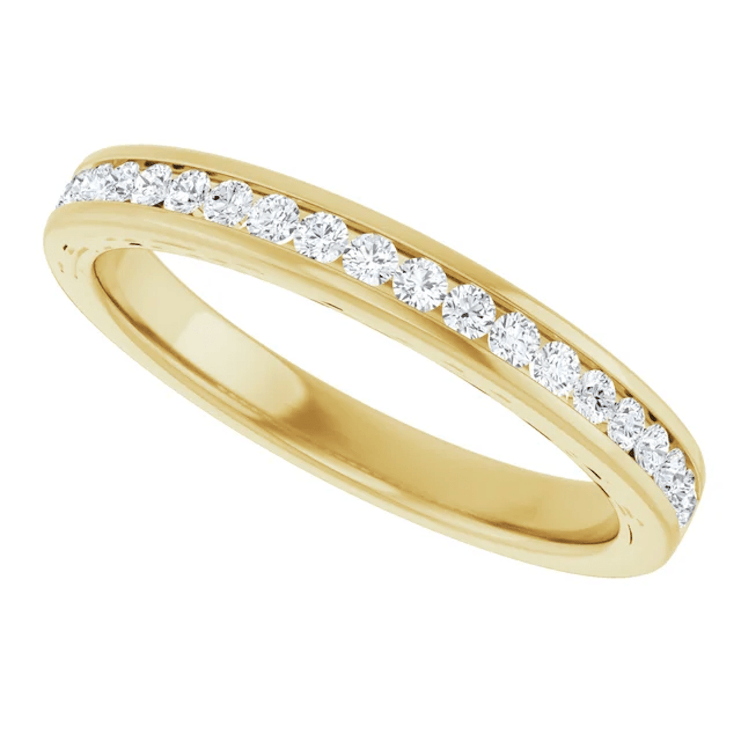 14K Yellow Gold Channel-Set Stackable Wedding Band