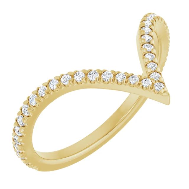 14K Yellow Gold Chevron Contour Wedding Band