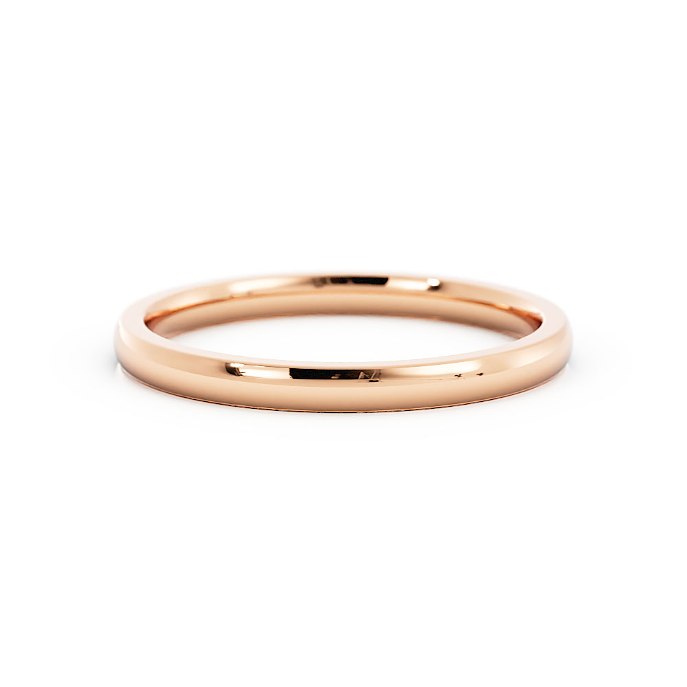10K Rose Gold High Polish Heavy Domed 2mm Wedding Band