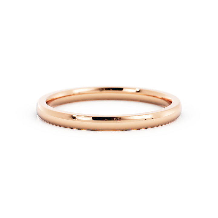 10K Rose Gold High Polish Heavy Domed 2mm Wedding Band