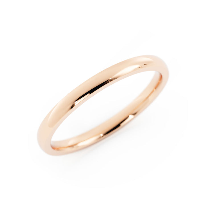 10K Rose Gold High Polish Heavy Domed 2mm Wedding Band