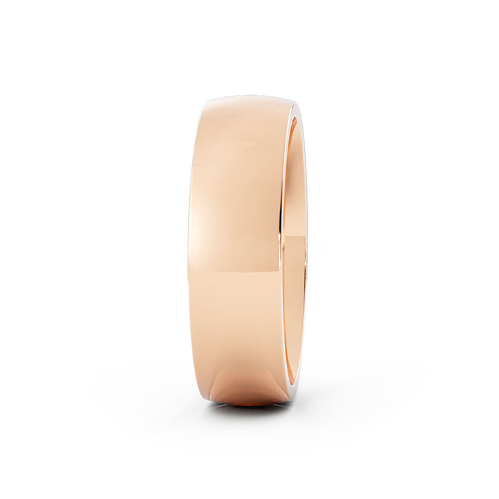 10K Rose Gold High Polish Heavy Domed 6mm Wedding Band