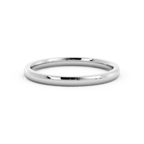 10k White Gold 2mm Lightweight Domed Comfort Fit Wedding Band