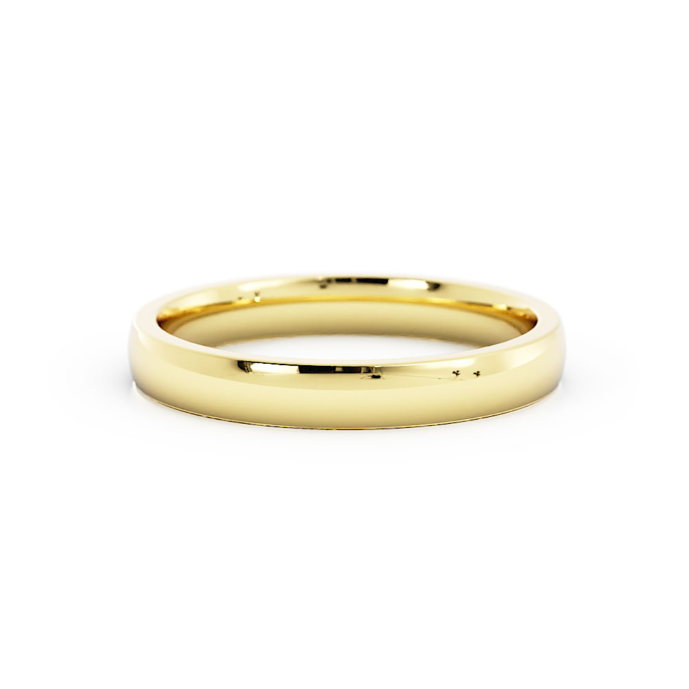 10K Yellow Gold High Polish Domed 3mm Wedding Band