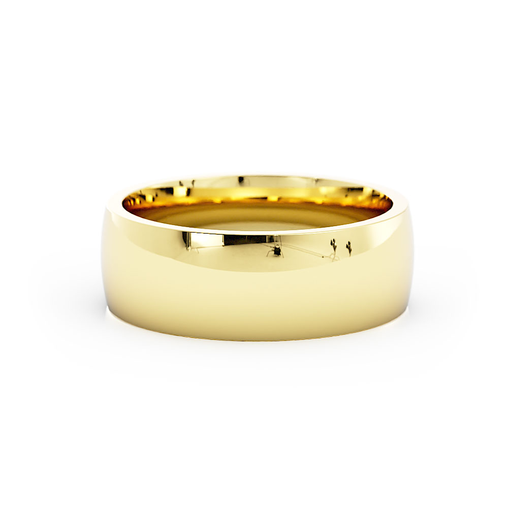10K Yellow Gold High Polish Domed 7mm Wedding Band