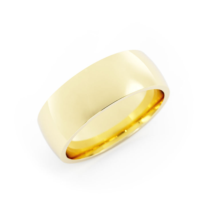 10K Yellow Gold High Polish Domed 7mm Wedding Band