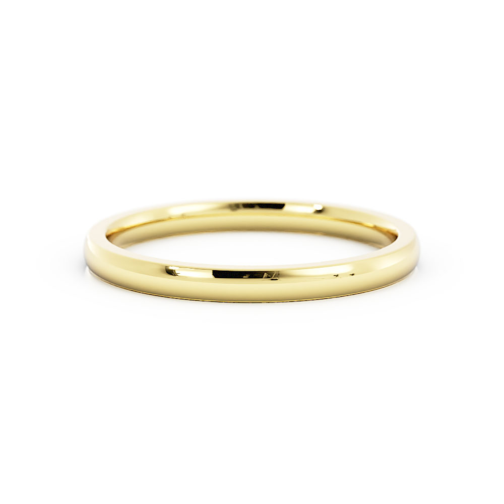 10K Yellow Gold High Polish Light Domed 2mm Wedding Band