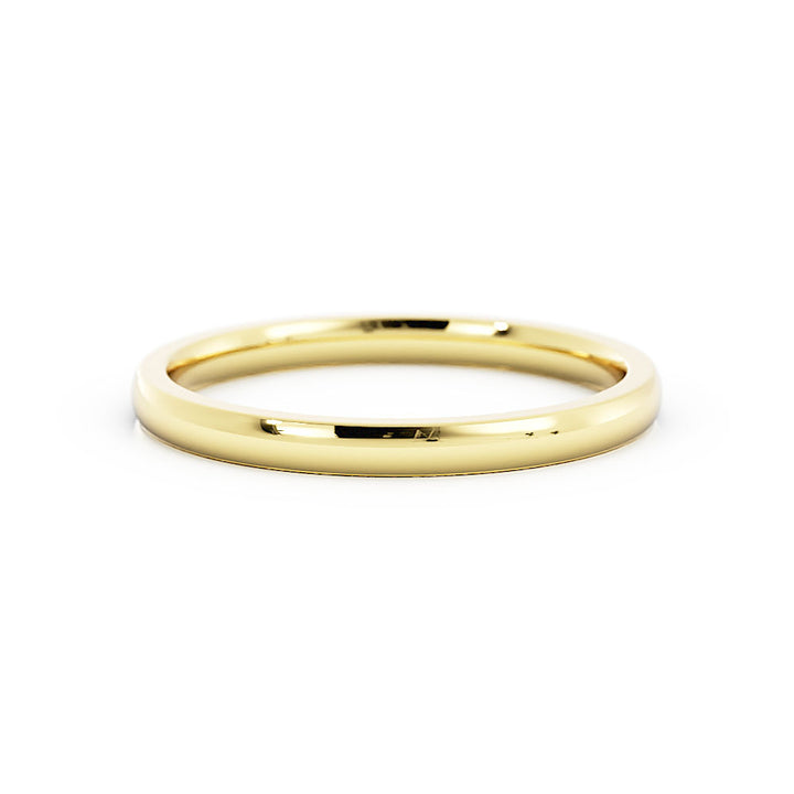 10K Yellow Gold High Polish Light Domed 2mm Wedding Band