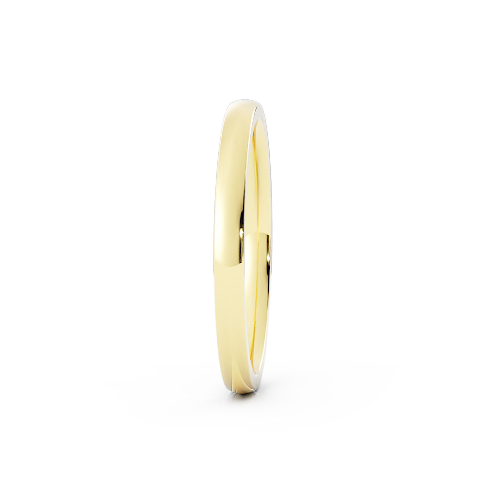 10K Yellow Gold High Polish Light Domed 2mm Wedding Band