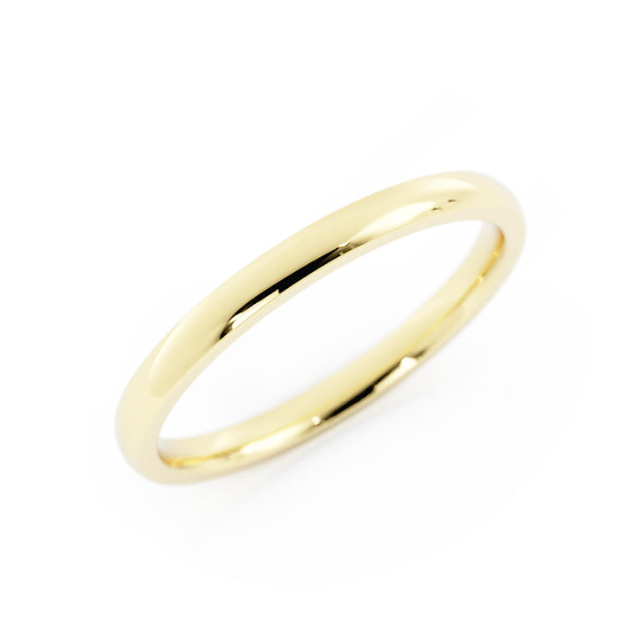 10K Yellow Gold High Polish Light Domed 2mm Wedding Band