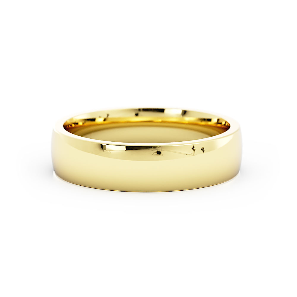 10K Yellow Gold High Polish Light Domed 5mm Wedding Band