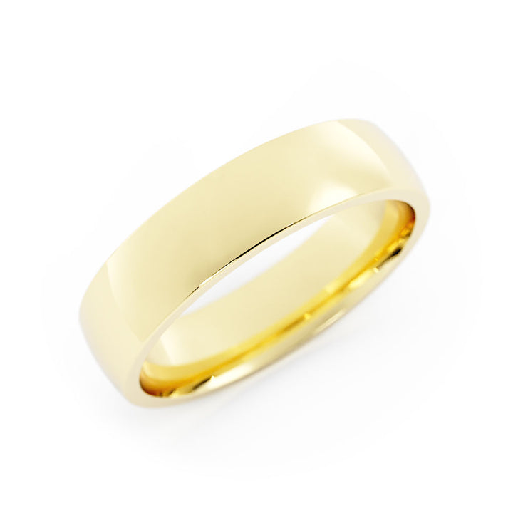 10K Yellow Gold High Polish Light Domed 5mm Wedding Band