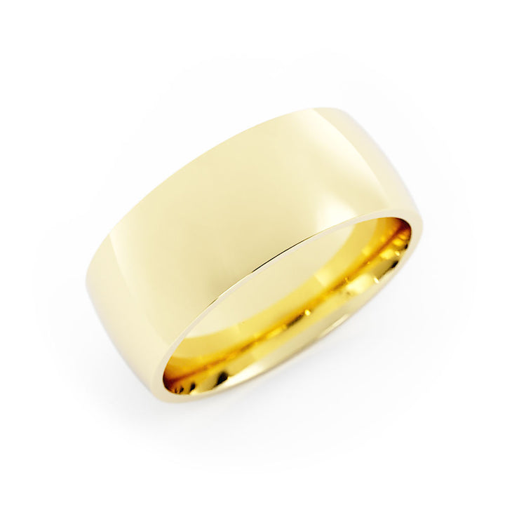 10K Yellow Gold High Polish Light Domed 8mm Wedding Band