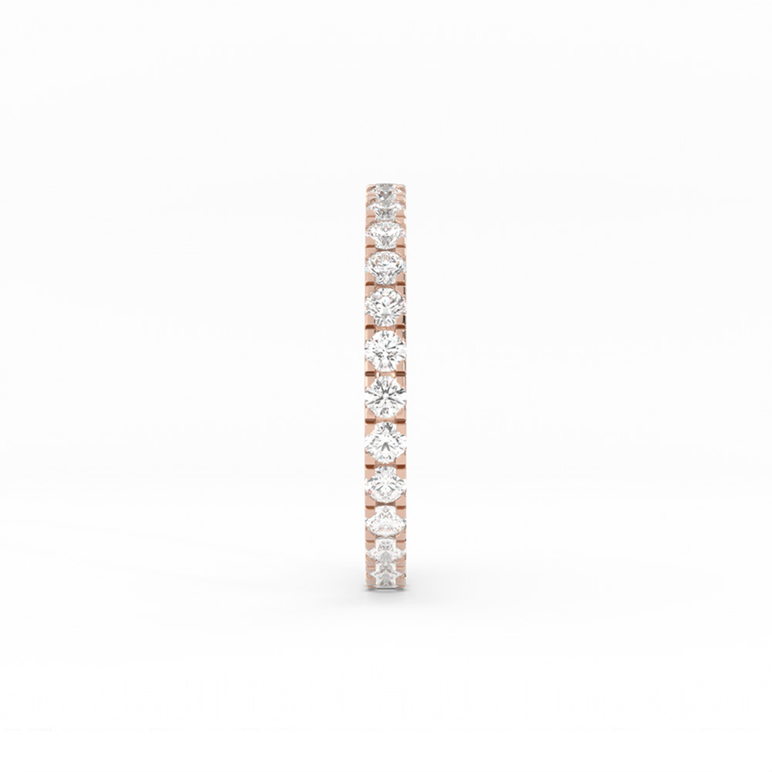 10K Rose Gold Round Eternity Lab Grown Diamond Wedding Band