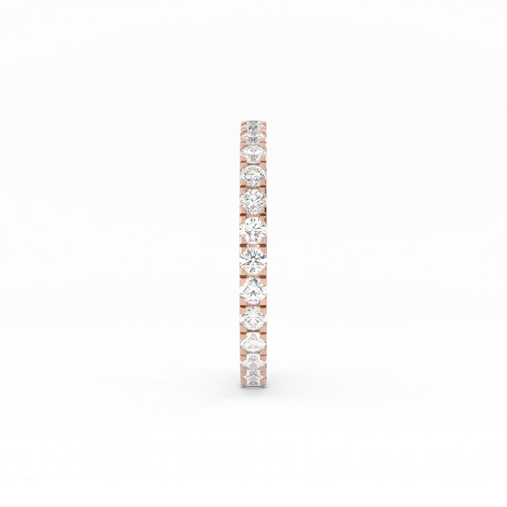 10K Rose Gold Round Eternity Lab Grown Diamond Wedding Band