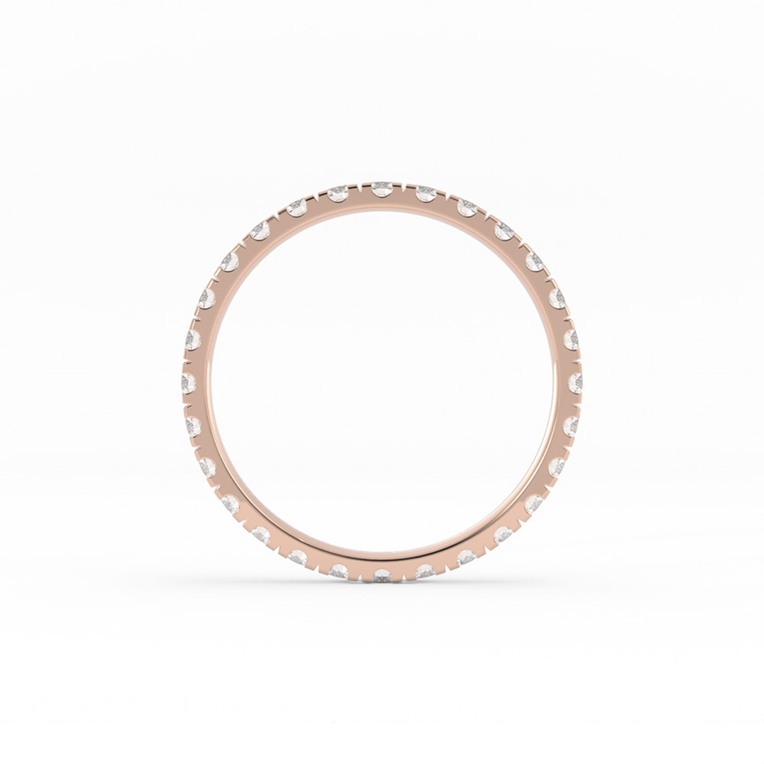 10K Rose Gold Round Eternity Lab Grown Diamond Wedding Band