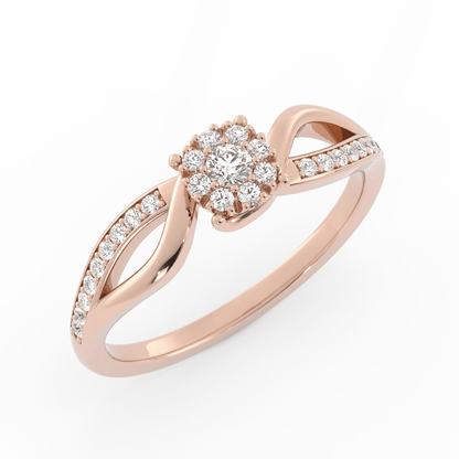 Lab Grown Diamond Split  Halo 10K Rose Gold Engagement Ring