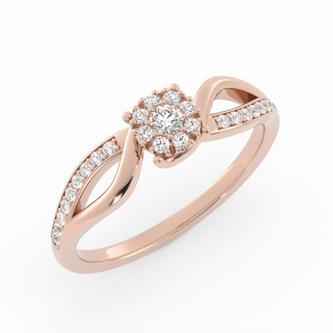 Lab Grown Diamond Split  Halo 10K Rose Gold Engagement Ring