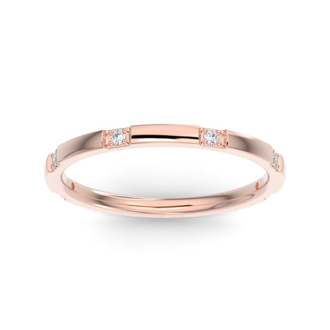 10K Rose Gold Six Spaced Stone Lab Grown Diamond Wedding Band