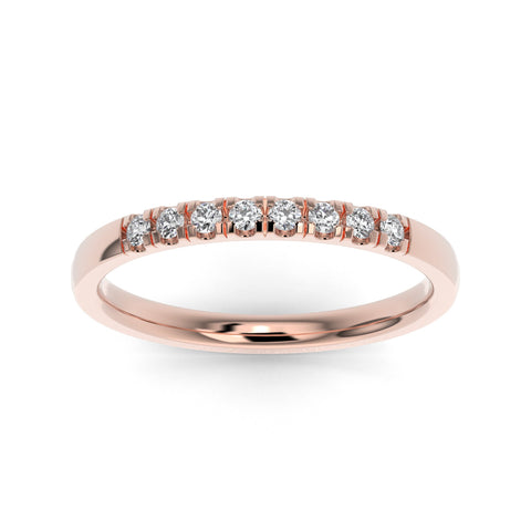 10K Rose Gold Pave Eight Stone Lab Grown Diamond Wedding Band