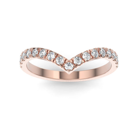 10K Rose Gold Contour Half Shank Lab Grown Diamond Wedding Band