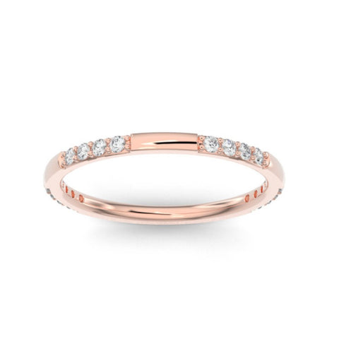 10K Rose Gold Round 16 Grouped Lab Grown Diamond Wedding Band