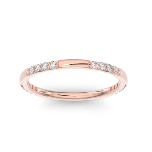 10K Rose Gold Round 16 Grouped Lab Grown Diamond Wedding Band