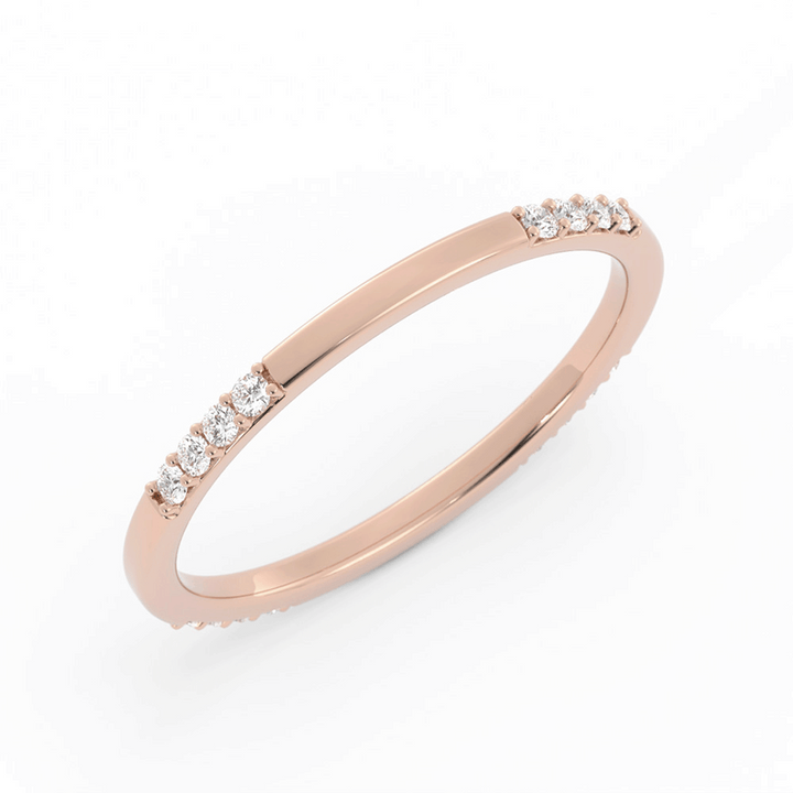 10K Rose Gold Round 16 Grouped Natural Diamond Wedding Band
