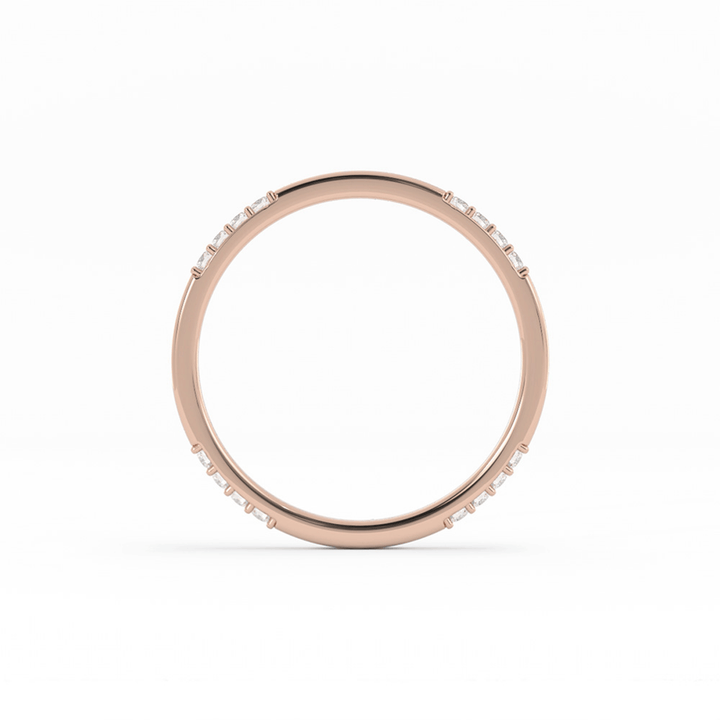 10K Rose Gold Round 16 Grouped Natural Diamond Wedding Band